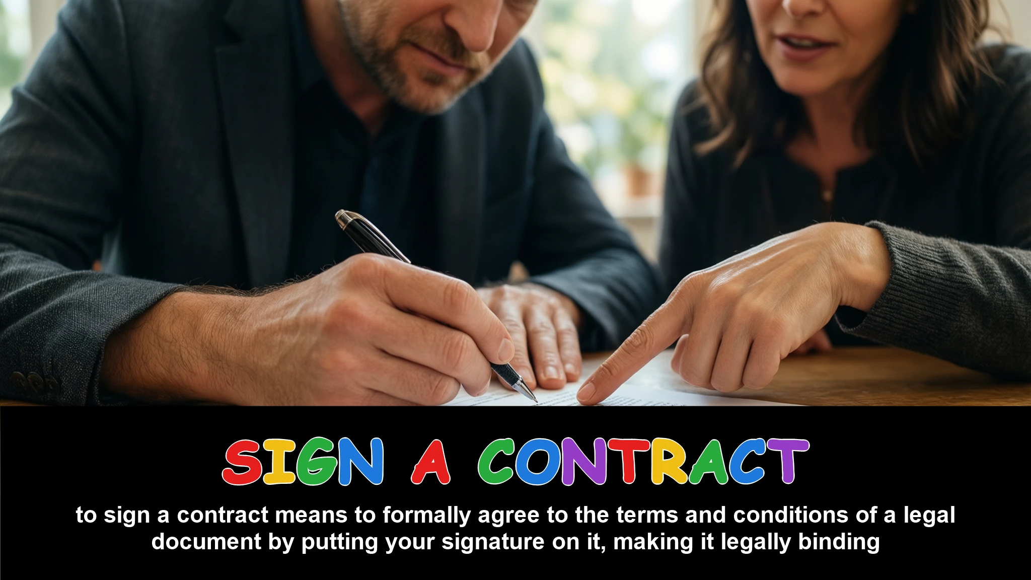 English Illustration for sign a contract